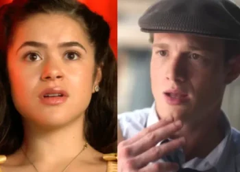 Bia (à esquerda) com olhar de espanto; Beto (à direita) em Garota do Momento.