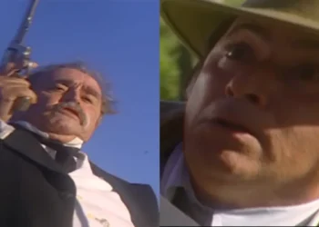 Bêbado, Justino vai à festa de casamento de Tobias para matá-lo, mas encontra Boanerges no caminho e atira para todos os lados: “Tá ficando maluco?”