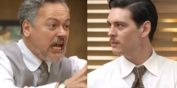 Raimundo furioso (à esquerda) e Mauro (à direita) em Garota do Momento.