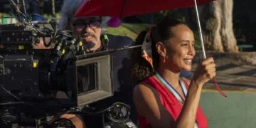 Taís Araújo nos bastidores das gravações de Vale Tudo