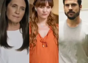 Mércia (Adriana Esteves), Filipa (Joana de Verona) e Rudá (Nicolas Prattes)