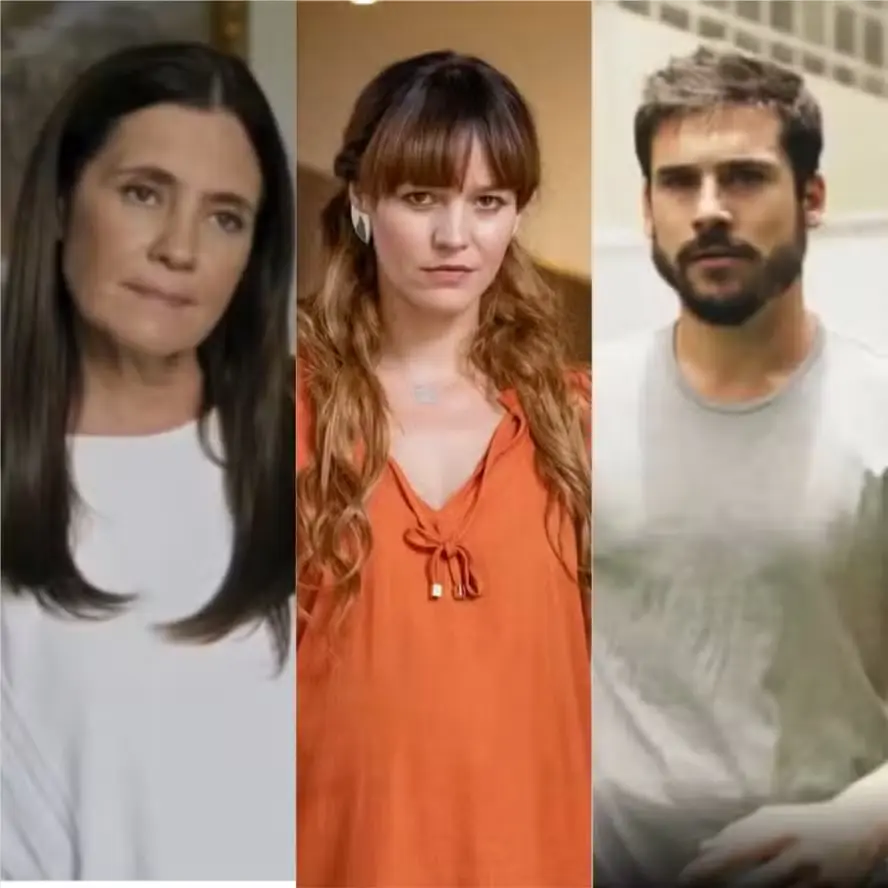 Mércia (Adriana Esteves), Filipa (Joana de Verona) e Rudá (Nicolas Prattes)