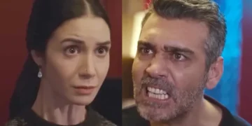 Piril, assustada, à esquerda; Sarp, irritado, à direita, em Força de Mulher.