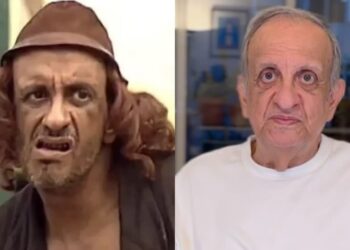 Bemvindo Sequeira como Bafo de Bode em Tieta e atualmente (Foto: TV Globo/Reprodução)