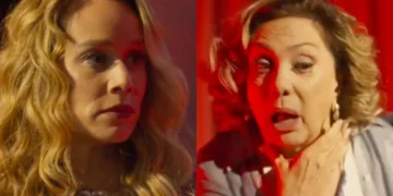 Ísis (Mariana Ximenes) e Berta (Eliane Giardini) em Mania de Você (Foto: Reprodução/TV Globo)