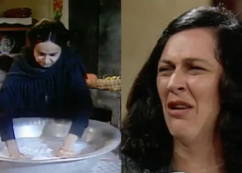 Tieta: Perpétua lava o vestido de noiva de Cinira para encolhê-lo de propósito e estraga casamento da amiga: “não entra mais em mim”