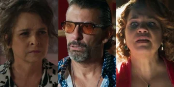 Joyce (Drica Moraes), Osmar (Milhem Cortaz) e Violeta (Isabel Teixeira) em Volta por Cima (Foto: Reprodução/TV Globo)