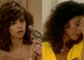 Resumo de Tieta: Leonora encontra a arma de Tieta, aponta para a própria cabeça e ouve-se um grito: “Larga essa arma”