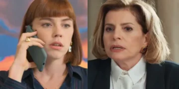 Solange ao telefone (à esquerda) e Odete (à direita) em Vale Tudo.