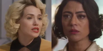 Zélia (Letícia Colin) e Clarice (Carol Castro) em Garota do Momento (Foto: Reprodução/TV Globo)