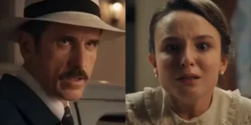 Ernesto (Eriberto Leão) e Estela (Larissa Manoela) em Êta Mundo Melhor (Foto: Reprodução/TV Globo)