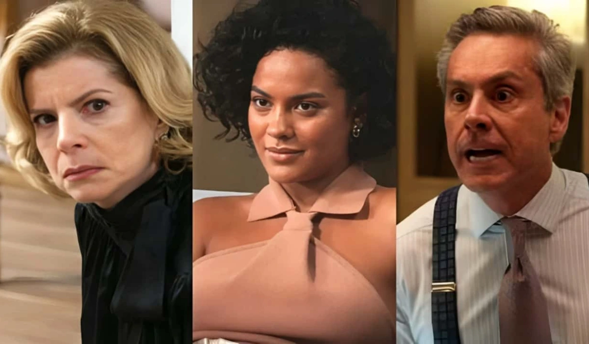 Odete (Débora Bloch), Maria de Fátima (Bella Campos) e Marco Aurélio (Alexandre Nero) em Vale Tudo (Foto: Reprodução/TV Globo)