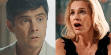 Candinho (Sergio Guizé) vê Sandra (Flávia Alessandra) em Êta Mundo Melhor (Foto: Reprodução/TV Globo)