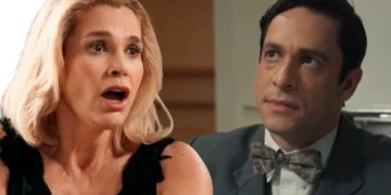 Sandra (Flávia Alessandra) e Celso (Rainer Cadete) em Êta Mundo Melhor (Foto: Reprodução/TV Globo)