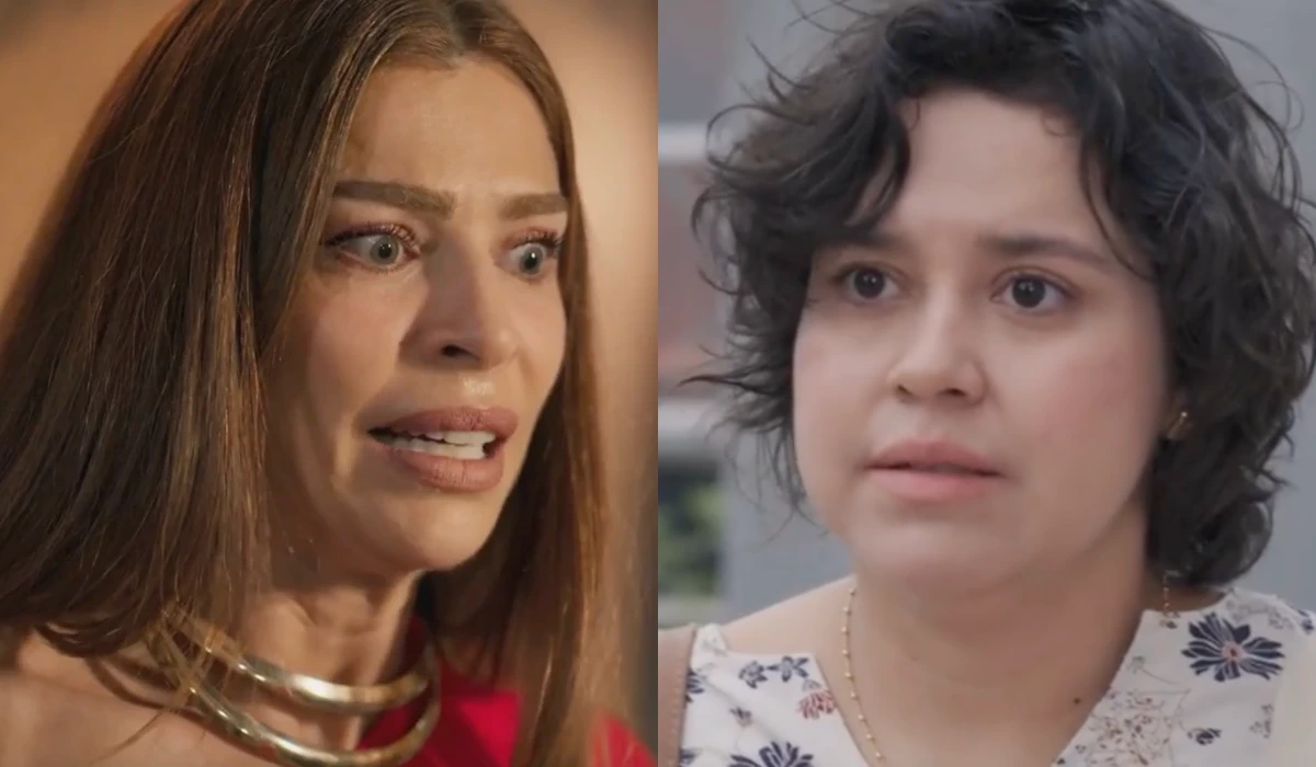Arminda (Grazi Massafera) e Cláudia (Lorrana Moussinho) em Três Graças (Foto: Reprodução/TV Globo)