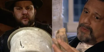 Gumercindo descobre que Bartolo pegou o dinheiro escondido por Batista num pinico enferrujado: “Pagar só na outra vida