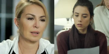 Cahide (à esquerda) e Zeynep (à direita) em cenas da novela Mãe, da Record.