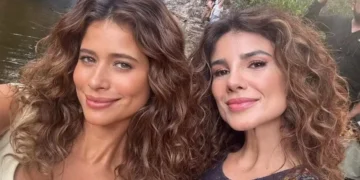 Isadora Cruz e Paula Fernandes em gravação de Coração Acelerado, a nova novela das sete da Globo (Foto: Reprodução/Instagram)