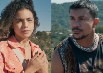 Joélly (Alana Cabral) e Bagdá (Xamã) em Três Graças (Foto: Reprodução/TV Globo)