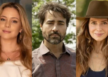 Zilá (Leandra Leal), Jean Carlos (Ricardo Pereira) e Janete (Letícia Spiller) em Coração Acelerado, a nova novela das sete da Globo (Foto: Manoella Mello/TV Globo)