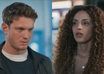 Leonardo (Pedro Novaes) e Viviane (Gabriela Loran) em Três Graças (Foto: Reprodução/TV Globo)