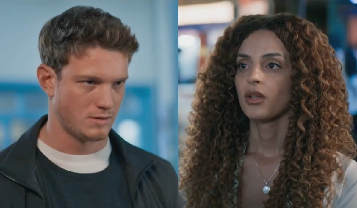 Leonardo (Pedro Novaes) e Viviane (Gabriela Loran) em Três Graças (Foto: Reprodução/TV Globo)
