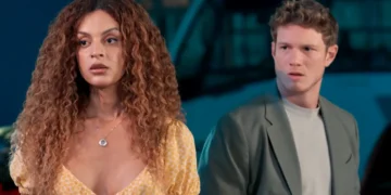 Viviane (à esquerda) e Leonardo (à direita) em cena de Três Graças.