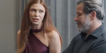 Arminda (Grazi Massafera) e Ferette (Murilo Benício) em Três Graças (Foto: Reprodução/TV Globo)