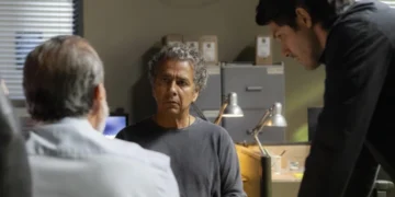Joaquim (Marcos Palmeira) presta depoimento após denúncia de Lígia (Dira Paes) em Três Graças (Foto: Beatriz Damy/Globo)