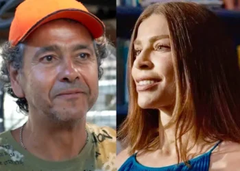 Joaquim (à esquerda), usando um boné laranja; Arminda (à direita) em Três Graças.