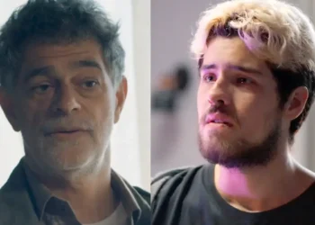 Rogério (à esquerda) e Raul (à direita) em cenas de Três Graças.