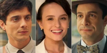 Túlio (Cadu Libonati), Estela (Larissa Manoela) e Celso (Rainer Cadete) em Êta Mundo Melhor (Foto: Reprodução/TV Globo)
