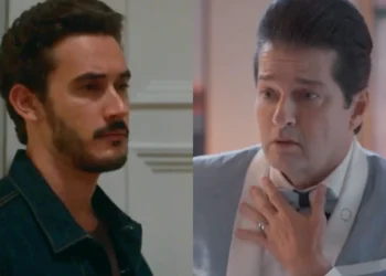 João Raul (Filipe Bragança) em Coração Acelerado e Crô (Marcelo Serrado) em Três Graças (Foto: Reprodução/TV Globo)