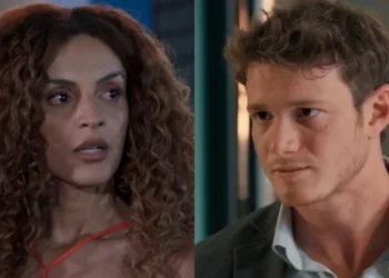 Viviane (Gabriela Loran) e Leonardo (Pedro Novaes) em Três Graças (Foto: Reprodução/TV Globo)