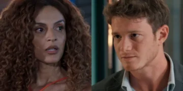 Viviane (Gabriela Loran) e Leonardo (Pedro Novaes) em Três Graças (Foto: Reprodução/TV Globo)