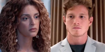 Viviane (à esquerda) e Leonardo (à direita) em cena de Três Graças.