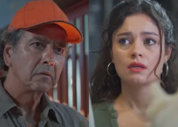 Joaquim (Marcos Palmeira) e Gerluce (Sophie Charlotte) em Três Graças (Foto: Reprodução/TV Globo)