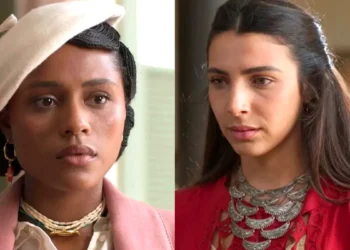 Alika/Lúcia (à esquerda) e Salma (à direita) em cenas de A Nobreza do Amor.