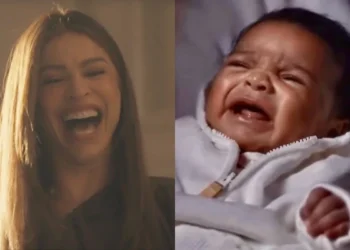 Arminda (Grazi Massafera) e a bebê de Joélly em Três Graças (Foto: Reprodução/TV Globo)
