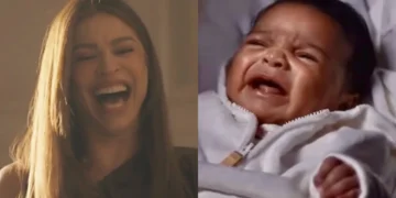 Arminda (Grazi Massafera) e a bebê de Joélly em Três Graças (Foto: Reprodução/TV Globo)
