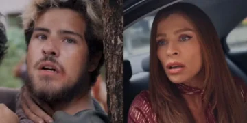 Raul (Paulo Mendes) e Arminda (Grazi Massafera) em Três Graças (Foto: Reprodução/TV Globo)