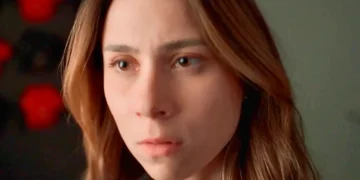 Lucélia em cena da novela Três graças.