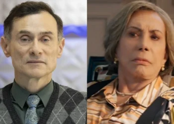 Albérico (Enrique Diaz) e Josefa (Arlete Salles) em Três Graças (Foto: Manoella Mello/Reprodução/TV Globo)