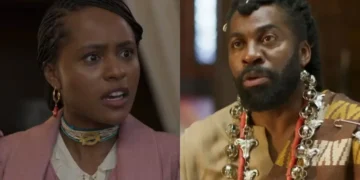 Alika (Duda Santos) e Jendal (Lázaro Ramos) em A Nobreza do Amor (Foto: Reprodução/TV Globo)