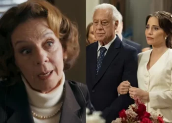 Diná, Arthur e Adriana em Quem Ama Cuida. (Foto: reprodução/Globo)
