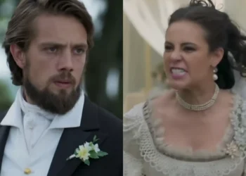Felipe e Melissa em Além do Tempo. (Foto: reprodução/Globo)