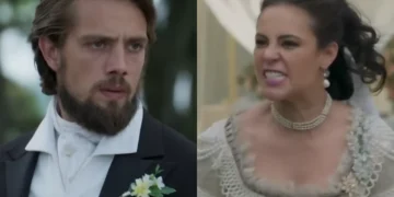 Felipe e Melissa em Além do Tempo. (Foto: reprodução/Globo)