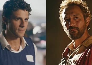 Chay Suede (Pedro) em Quem Ama Cuida e Irandhir Santos (Arduíno) em Guerreiros do Sol (Foto: Reprodução/TV Globo)