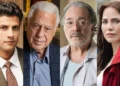 Chay Suede (Pedro), Antonio Fagundes (Arthur), Tony Ramos (Otoniel) e Letícia Colin (Adriana) em Quem Ama Cuida, nova novela das nove da Globo (Fotos: Manoella Mello/Globo)