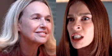 Helga (à esquerda) e Arminda (à direita) em cenas de Três Graças.
